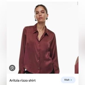 Aritzia Rizzo satin shirt NWT spice burgundy